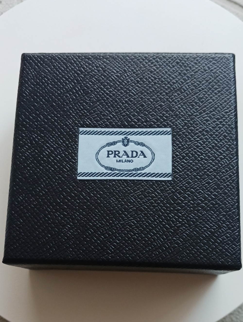Prada Black Textured Leather Jewelry Box with Logo Plaque Prada Card